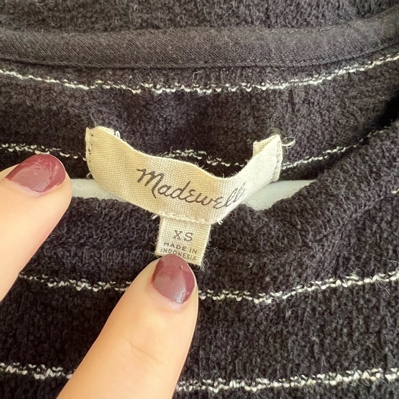 Madewell Tie Front Black and White Stripe Tee Women’s XS 100% Cotton - Picture 3 of 9